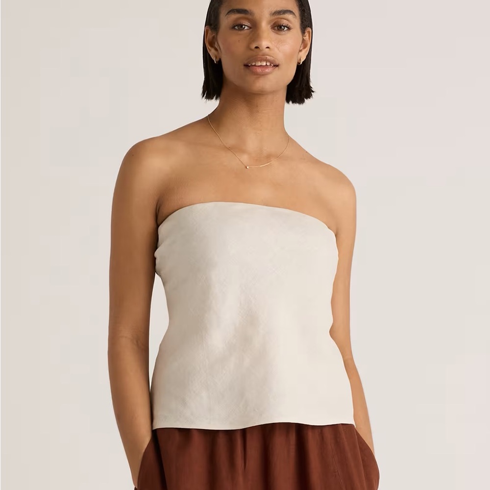 NWT 100% Linen Quince Beige Tube Top